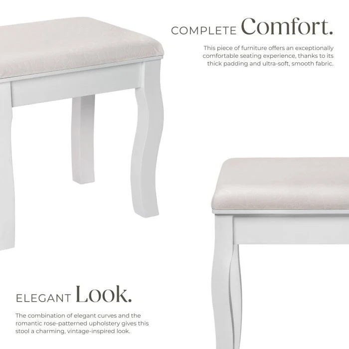 Tectake Padded Dressing Table Stool, White