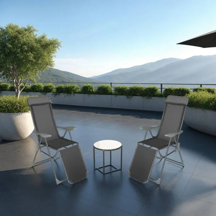 Tectake 2-Pack of Jana Aluminum Garden Chairs, Anthracite
