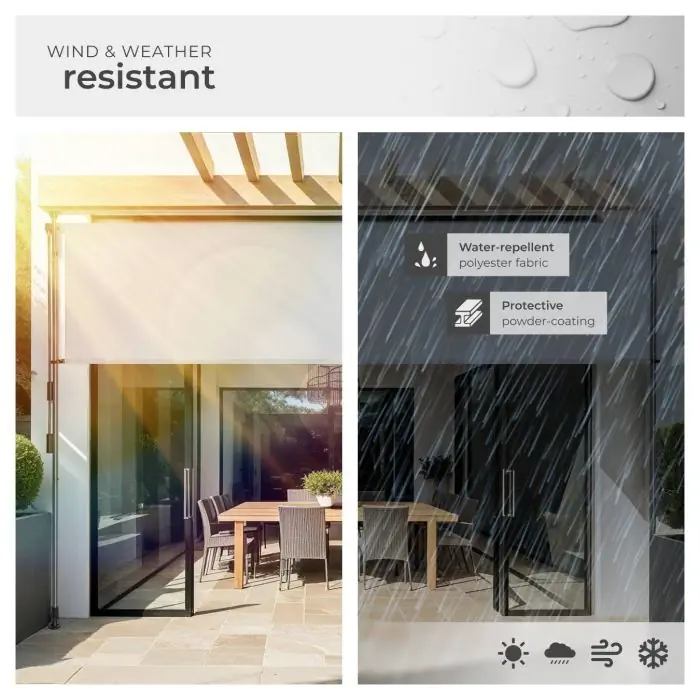 Tectake Retractable Awning Taija 200 x 310 cm, Light Grey