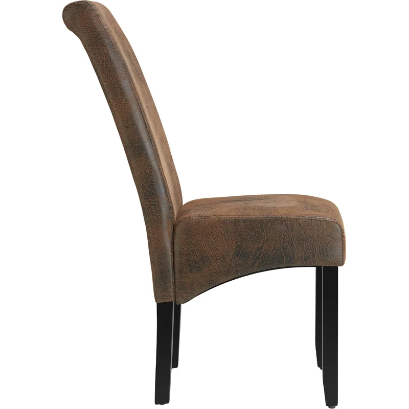 Tectake Faux Leather High Backrest Dining Chairs Set Of 2, Antique Brown