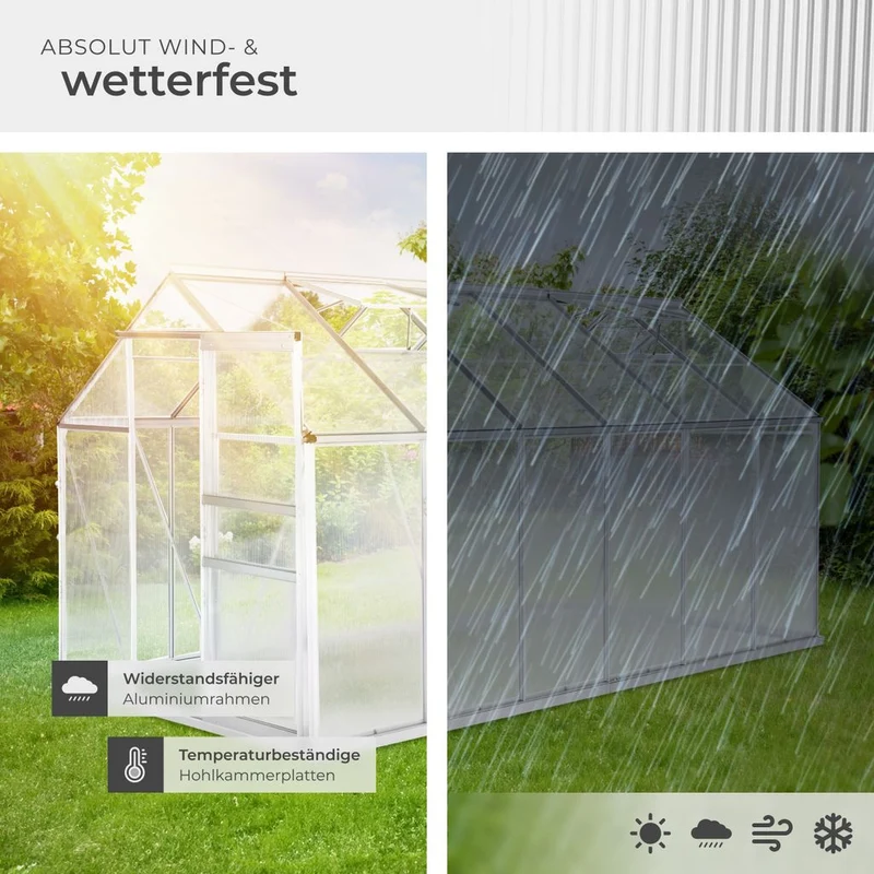 Tectake Aluminium Greenhouse With Foundation 375 x 185 x 195 cm