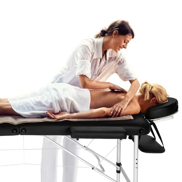 Tectake 2-Zone Aluminum Massage Table with Cushion and Bag