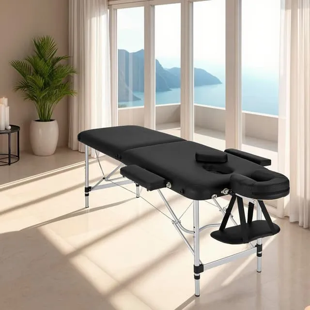Tectake 2-Zone Aluminum Massage Table with Cushion and Bag
