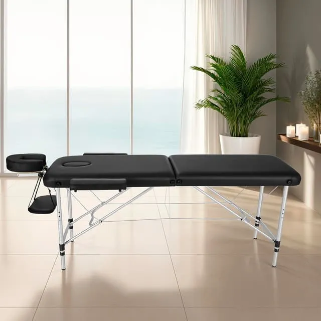 Tectake 2-Zone Aluminum Massage Table with Cushion and Bag