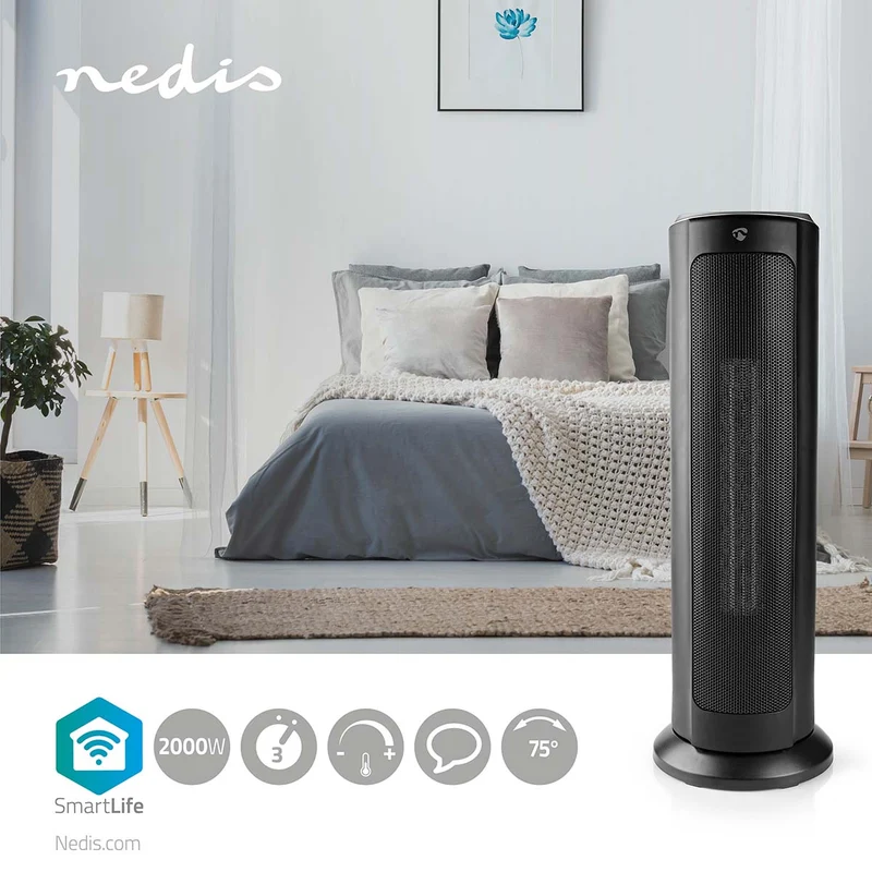 Nedis Aquecedor e Ventilador Eléctrico Inteligente Wifi