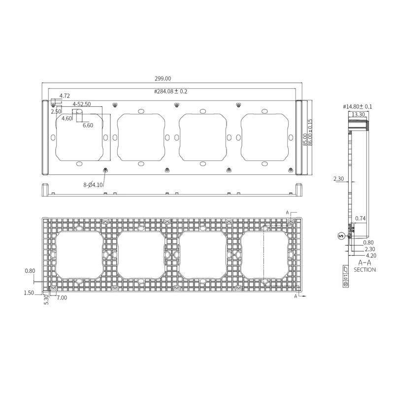 Sonoff M5 Frame - Moldura Quádrupla para Interruptores Sonoff M5 80mm