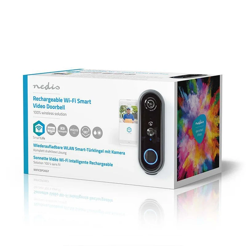 Nedis Videoporteiro Full HD 1080p c/ ângulo de visão 180º graus Wifi