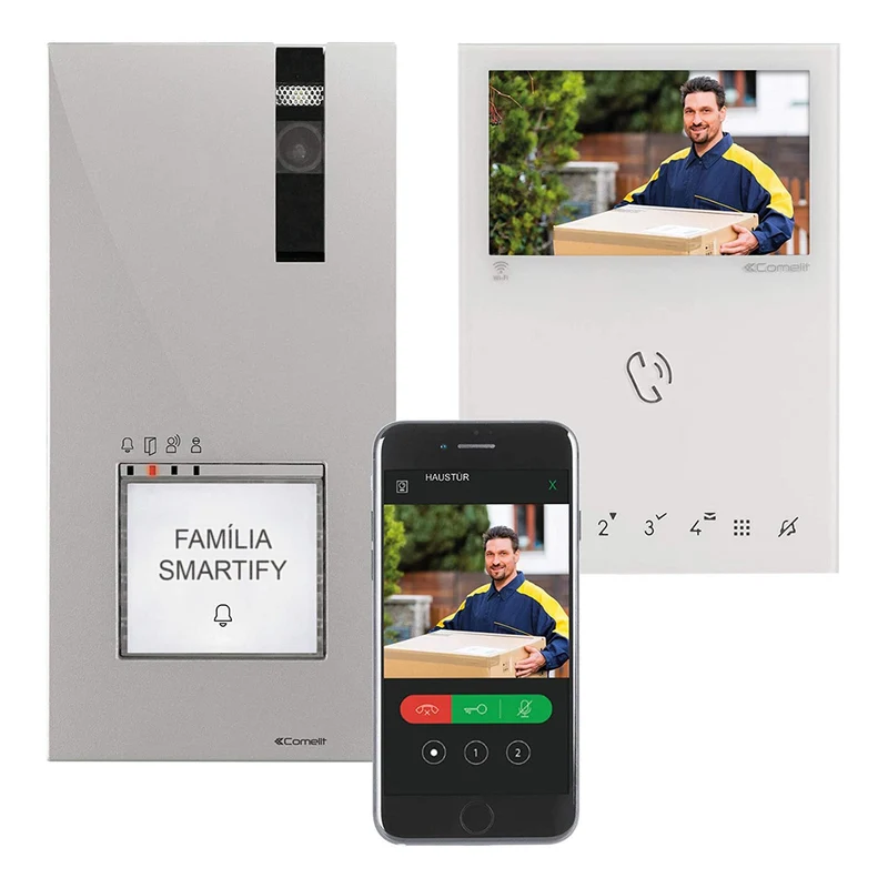 Comelit Kit Videoporteiro Quadra 8451V com Monitor Wifi