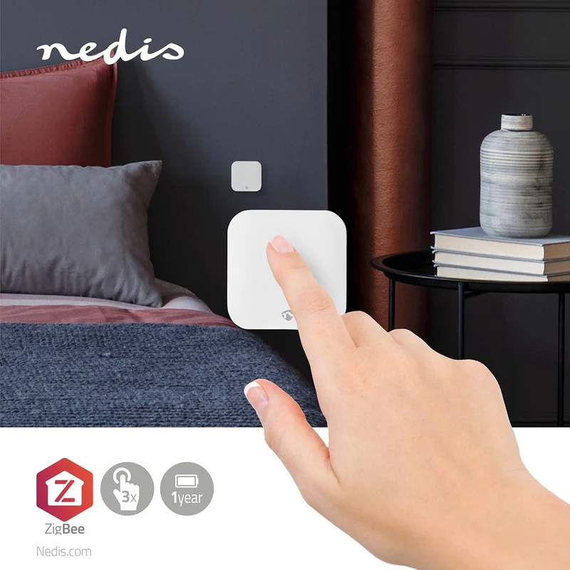 Nedis Interruptor de parede de 1 botão 3 cenários Zigbee