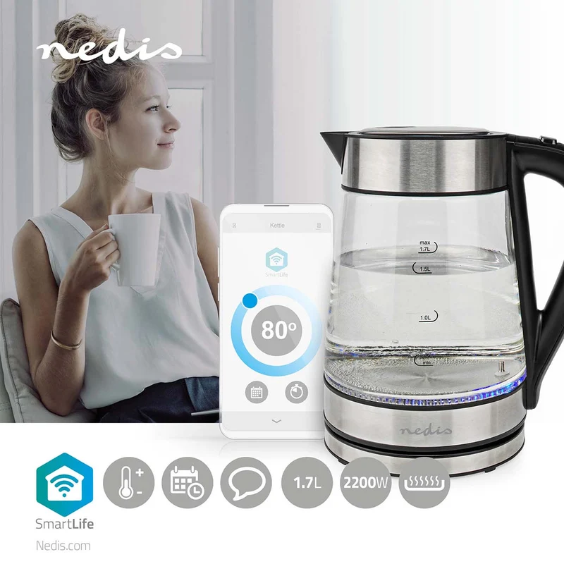 Nedis Chaleira Elétrica inteligente 1,7L 2200W - Smart Wifi