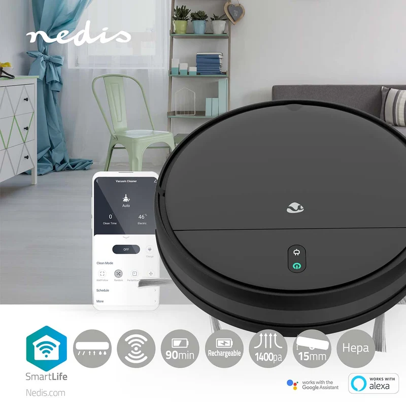 Nedis Robô aspirador - Robô 3 em 1 Smart Wifi