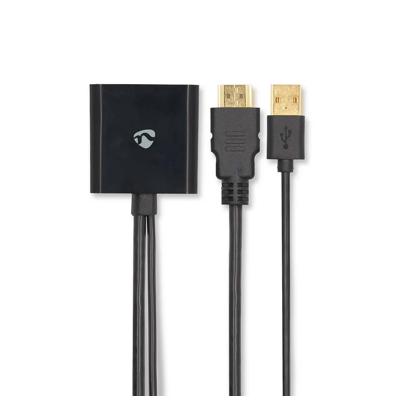 HDMI™-Adapter HDMI™ Connector - DisplayPort Male / USB-A Male - Verguld