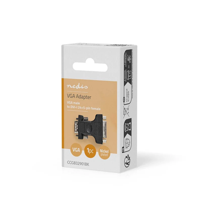 VGA-Adapter VGA Male - DVI-I 24+5-Pins Female - Vernikkeld
