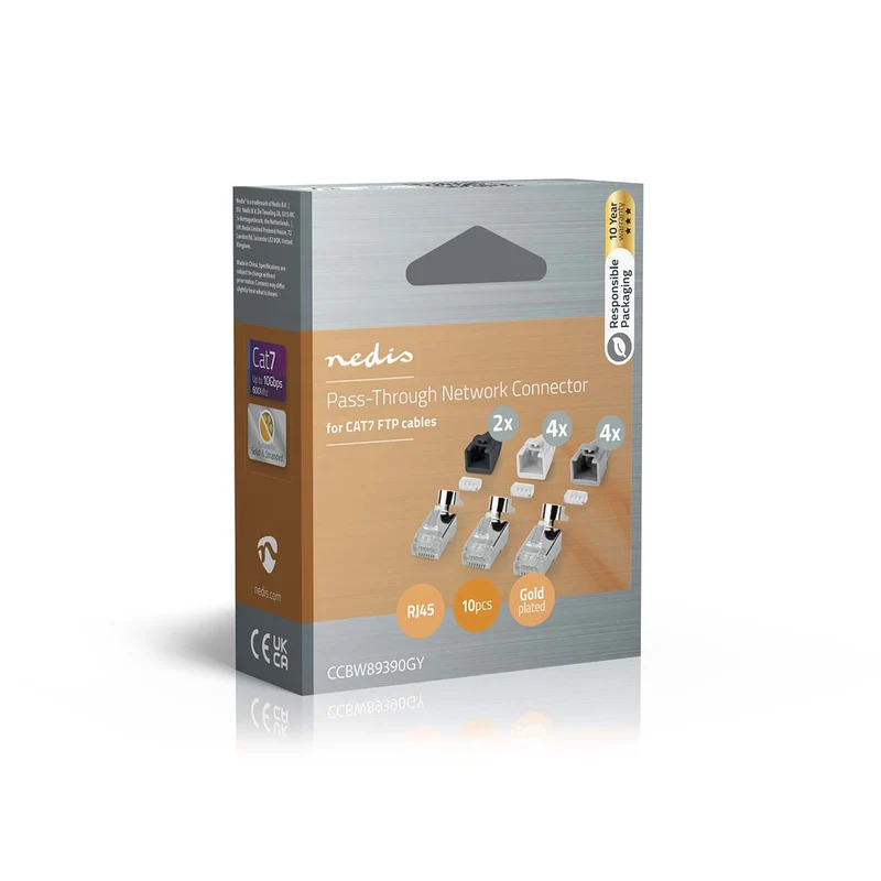 RJ45-Connector RJ45 Pass Through - Stevig/Gesnoerd FTP CAT7 - Recht