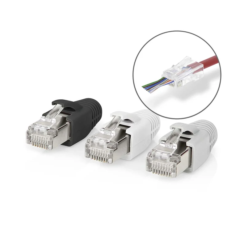 RJ45-Connector RJ45 Pass Through - Stevig/Gesnoerd FTP CAT6a - Recht