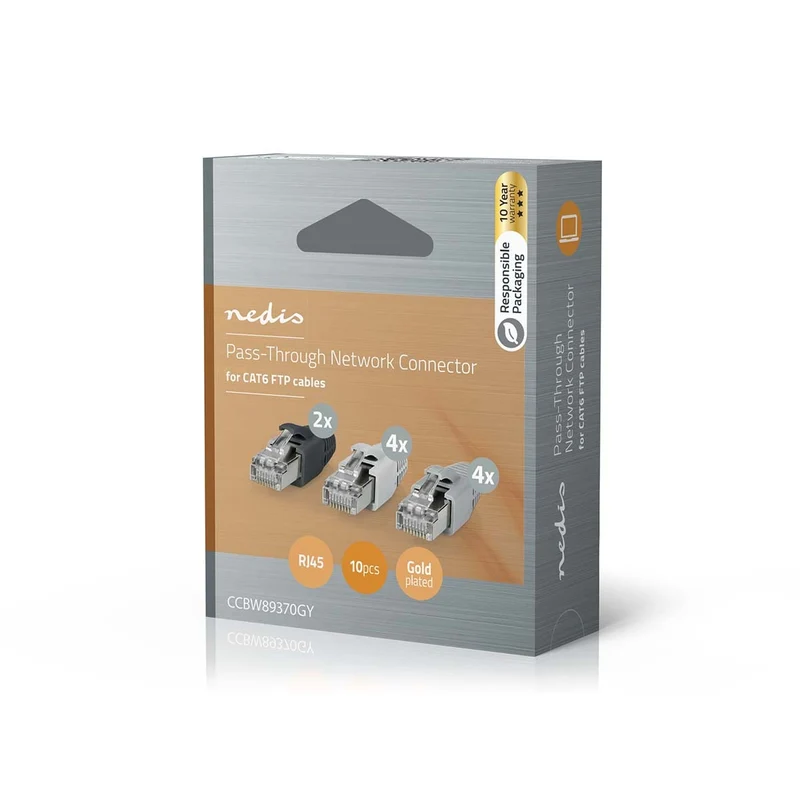 RJ45-Connector RJ45 Pass Through - Stevig/Gesnoerd FTP CAT6 - Recht