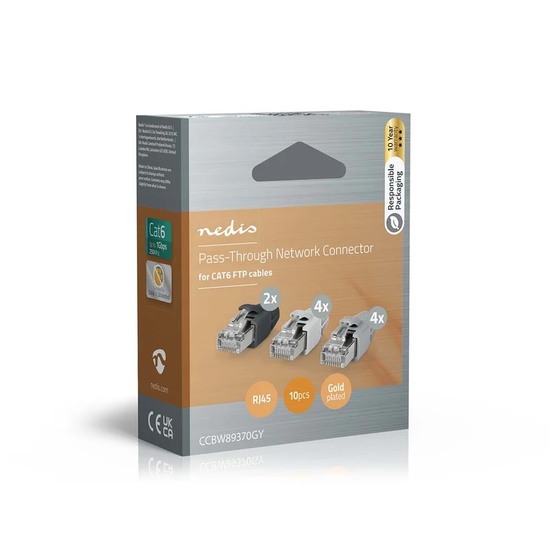 RJ45-Connector RJ45 Pass Through - Stevig/Gesnoerd FTP CAT6 - Recht