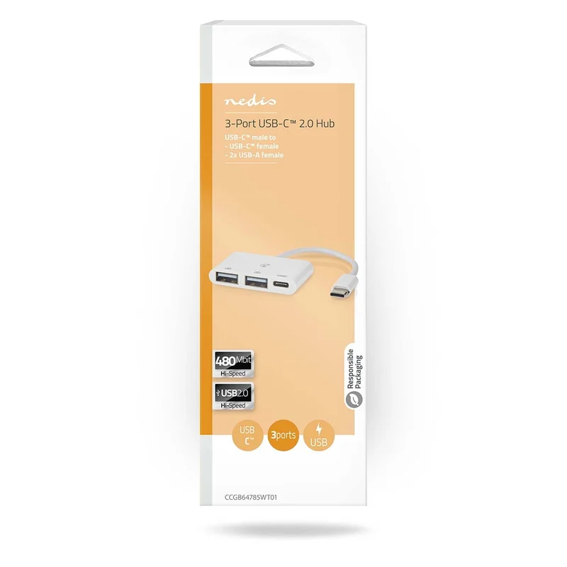 USB-Hub 1x USB-C™ - 1x USB-C™ / 2x USB 2.0 A Female - 3 poort(en)