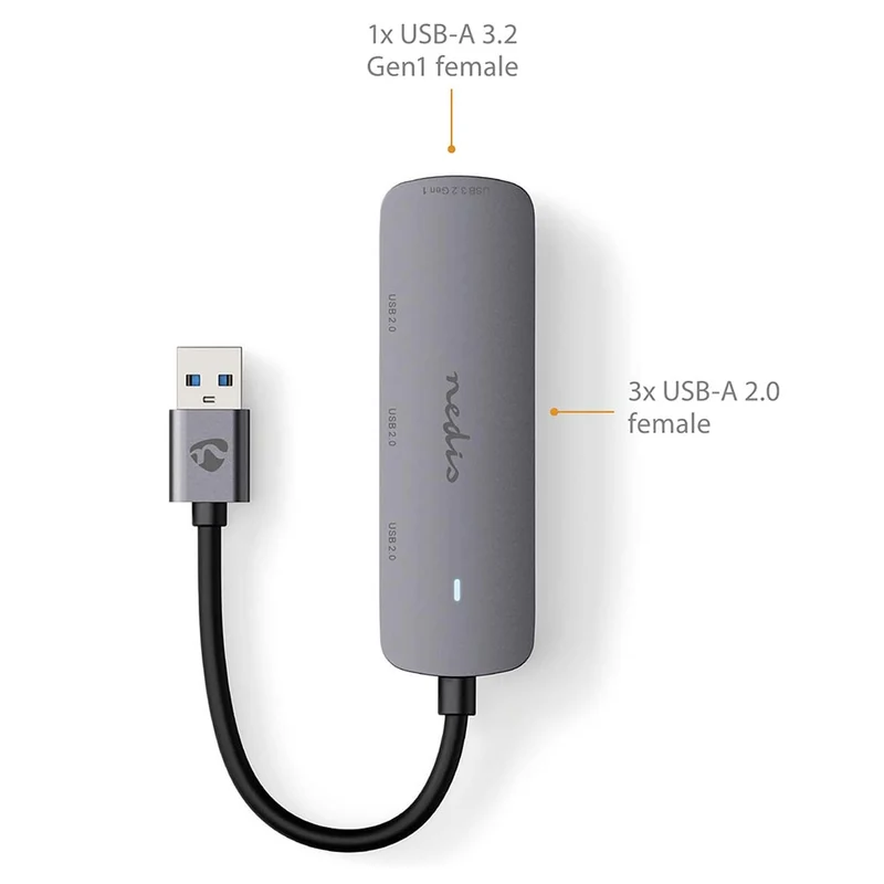 USB-Hub USB-A Male - 4x USB A Female - 4-Poorts poort(en)