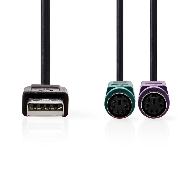 2-in-1-Kabel USB 2.0 - USB-A Male - 2x PS/2 Female