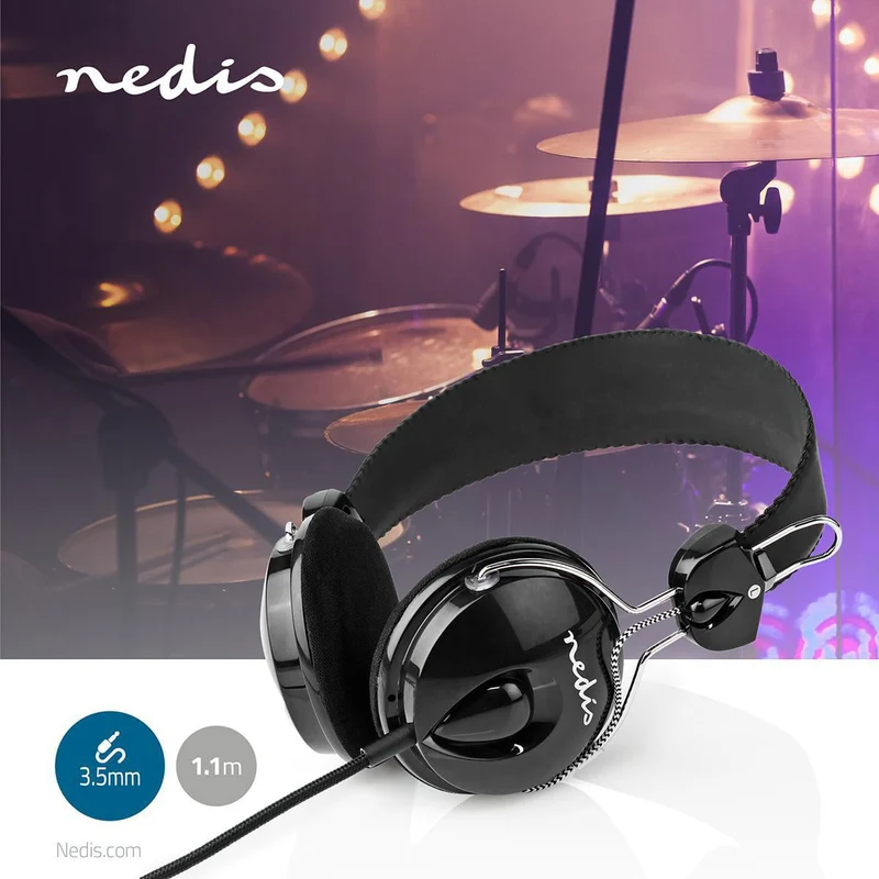 Bedrade On-ear Koptelefoon 3,5 mm - Kabellengte: 1.10m - Zwart