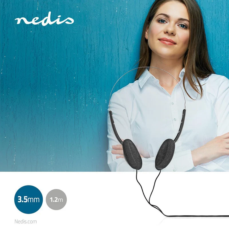 Bedrade On-ear Koptelefoon 3,5 mm - Kabellengte: 1.20m - Zwart