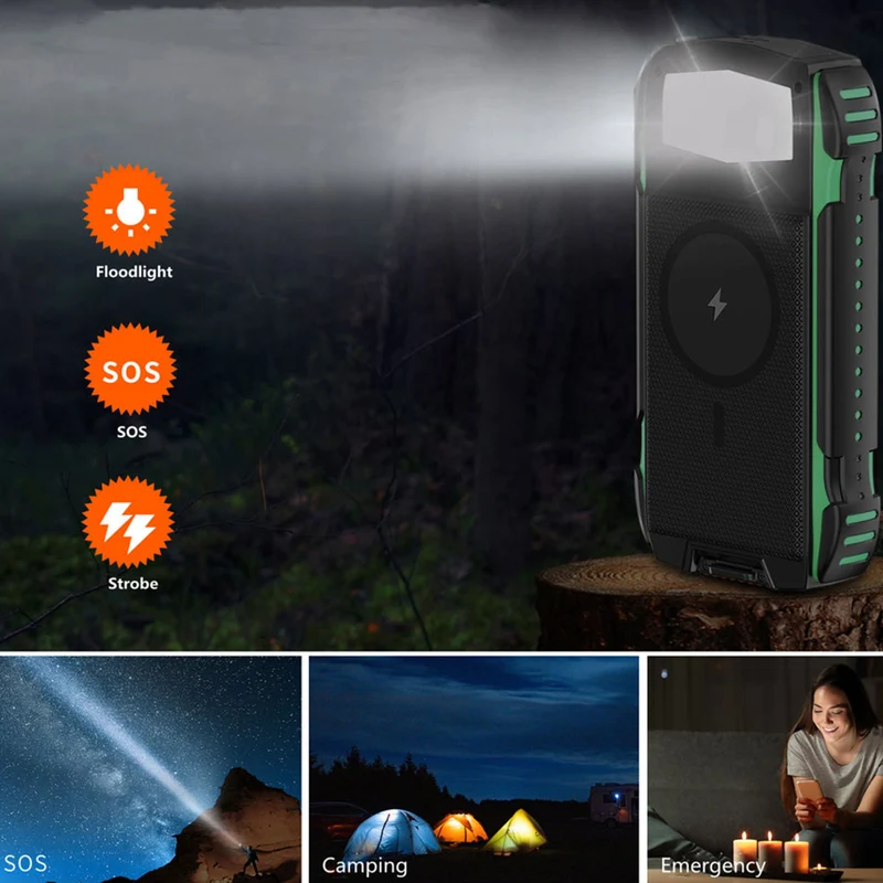4Smarts Rugged TitanPack UltiMag 20.000 mAh solcelle powerbank 18W PD & QC, green