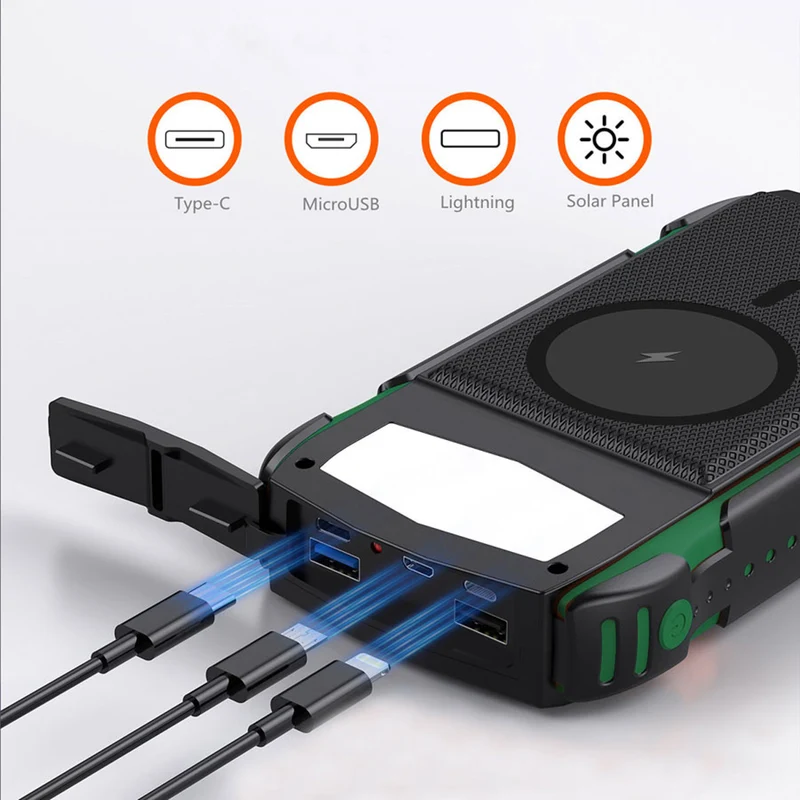 4Smarts Rugged TitanPack UltiMag 20.000 mAh solcelle powerbank 18W PD & QC, green