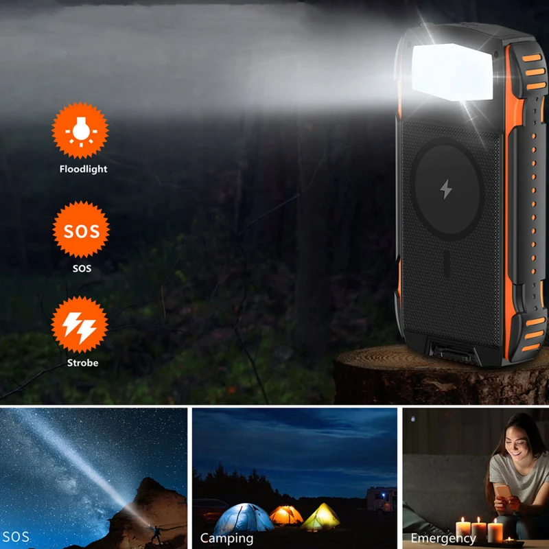 4Smarts Rugged TitanPack UltiMag 20.000 mAh solcelle powerbank, 18W PD & QC, Orange
