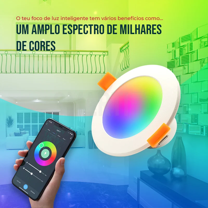 Downlight / Placa / Foco LED Ø96 mm WiFi Inteligente (Cores + Branco) Smartify