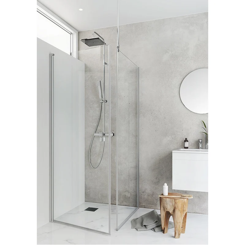 Hafa Igloo Pro Straight Shower Corner with Fixed Clear Glass Wall 100x90 Aluminum