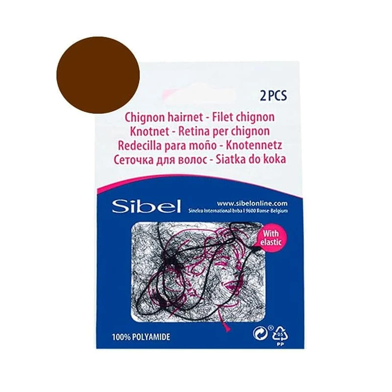 Sibel Nylon Hair Net Dark Brown 2-pack