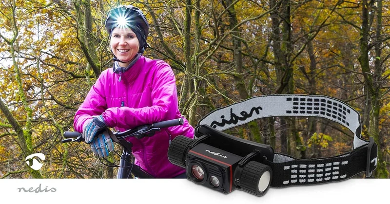 LED hoofdlamp Batterij Gevoed / USB Gevoed - 3.7 V DC - Nominale lichtstroom: 1000 lm