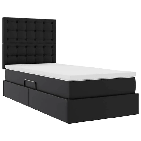 vidaXL Storage Bed with Mattress Black 90 x 190 cm, Faux Leather