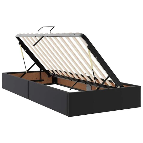vidaXL Storage Bed with Mattress Black 90 x 190 cm, Faux Leather