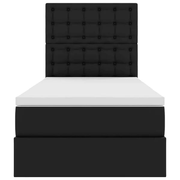 vidaXL Storage Bed with Mattress Black 90 x 190 cm, Faux Leather