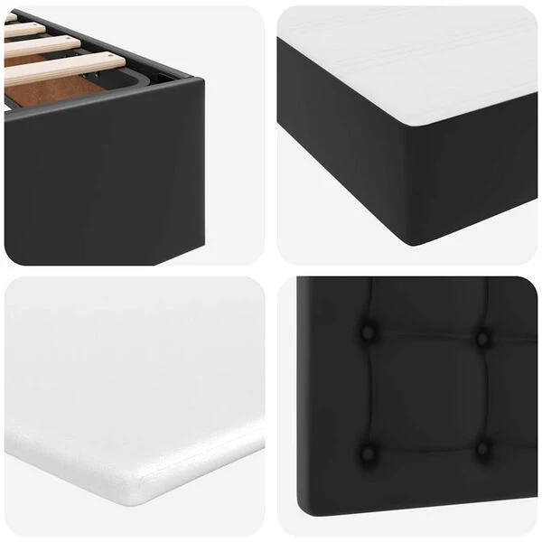 vidaXL Storage Bed with Mattress Black 90 x 190 cm, Faux Leather