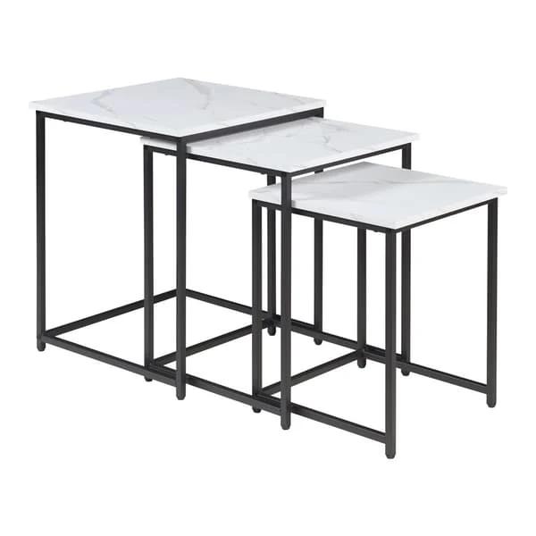 Trollhättan Nesting Tables Set of 3, Marble Pattern Metal