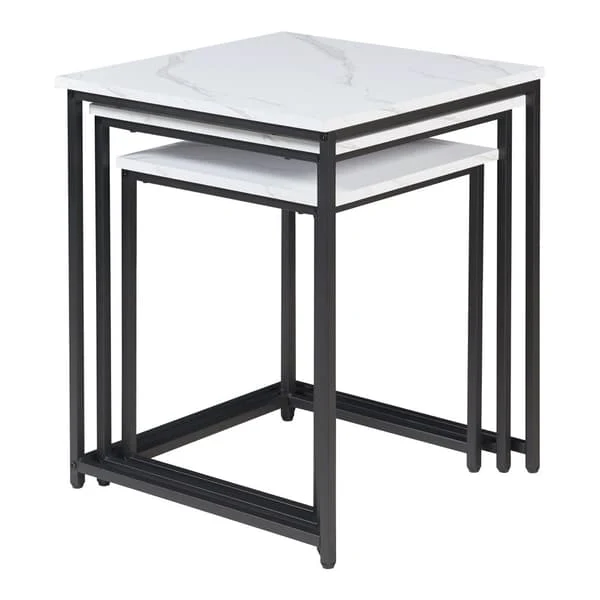Trollhättan Nesting Tables Set of 3, Marble Pattern Metal