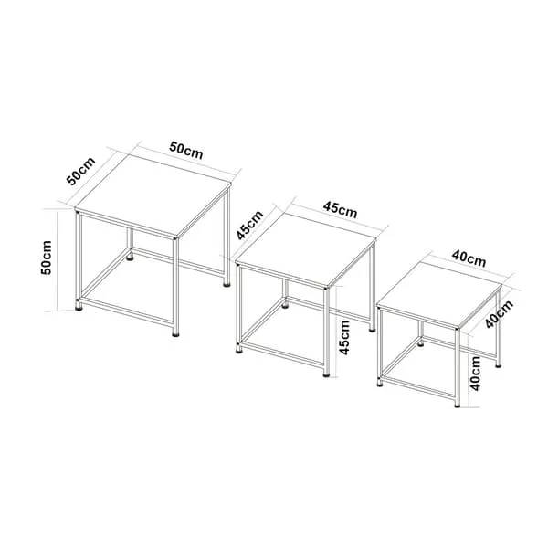 Trollhättan Nesting Tables Set of 3, Marble Pattern Metal