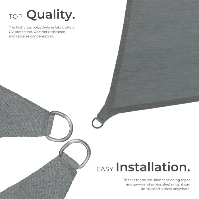 Tectake Shade Sail, Grey, 5.4 x 5.4 m
