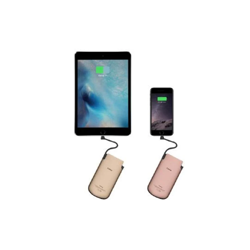 Zikko PowerBag, 6000 mAh iPhone og iPad powerbank, MFI Lightning cable, Gold