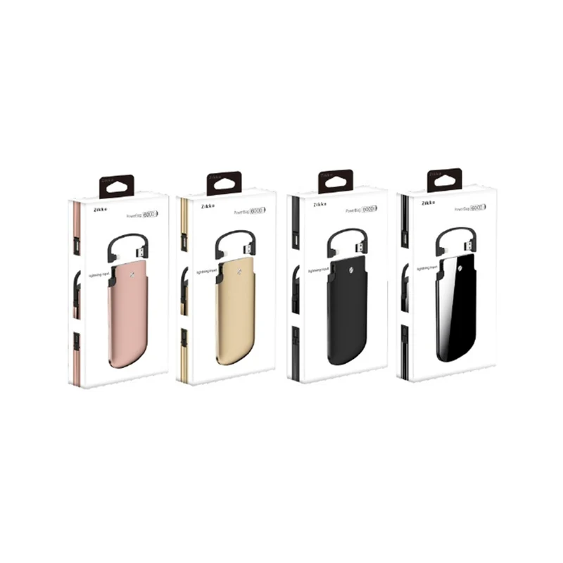 Zikko PowerBag, 6000 mAh iPhone og iPad powerbank, MFI Lightning cable, Gold
