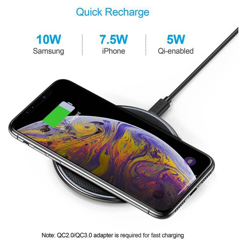 Choetech 10W Qi Trådløs Oplader, grå