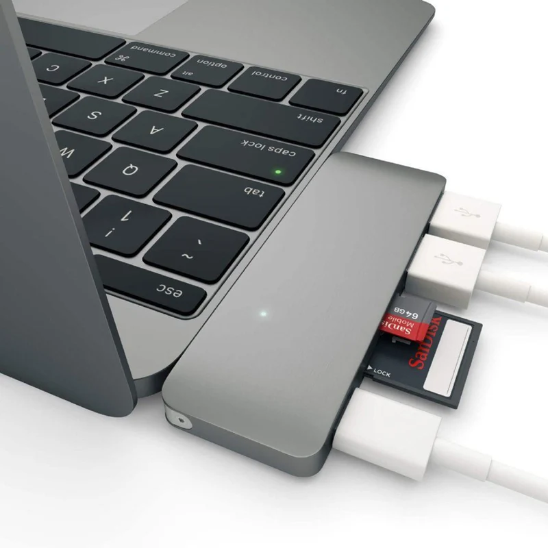 Satechi USB-C Pass Through USB Hub, 3-i-1, Space Grey