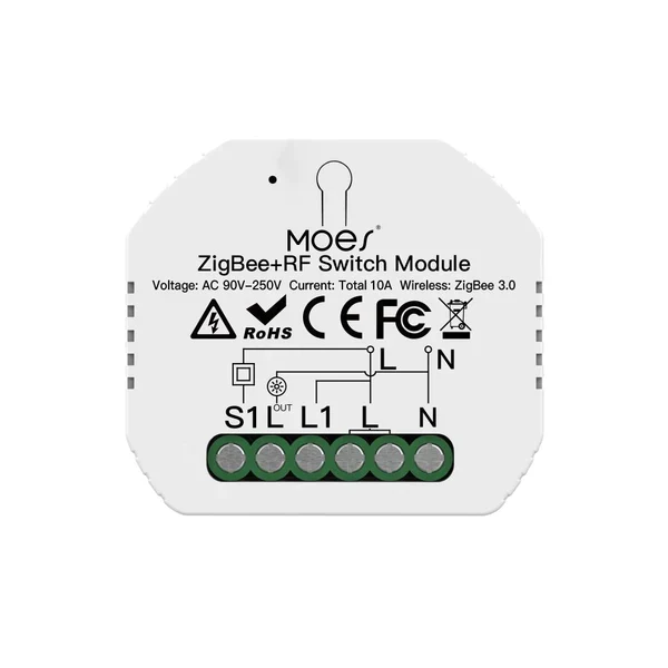 Moes Módulo Interruptor de Luz Inteligente 1 canal - Smart Zigbee + RF433