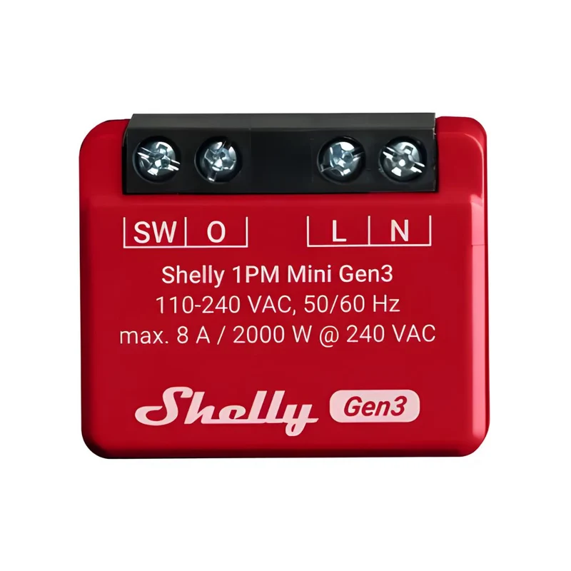 Shelly 1PM Mini Gen3 - Módulo para Interruptor de 1 botão com Monitorização de Energia WiFi/BT