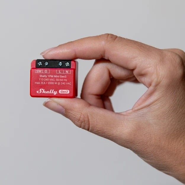 Shelly 1PM Mini Gen3 - Módulo para Interruptor de 1 botão com Monitorização de Energia WiFi/BT