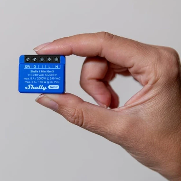 Shelly 1 Mini Gen3 - Módulo para Interruptor 1 botão ou Portão de Garagem 8A WiFi/BT