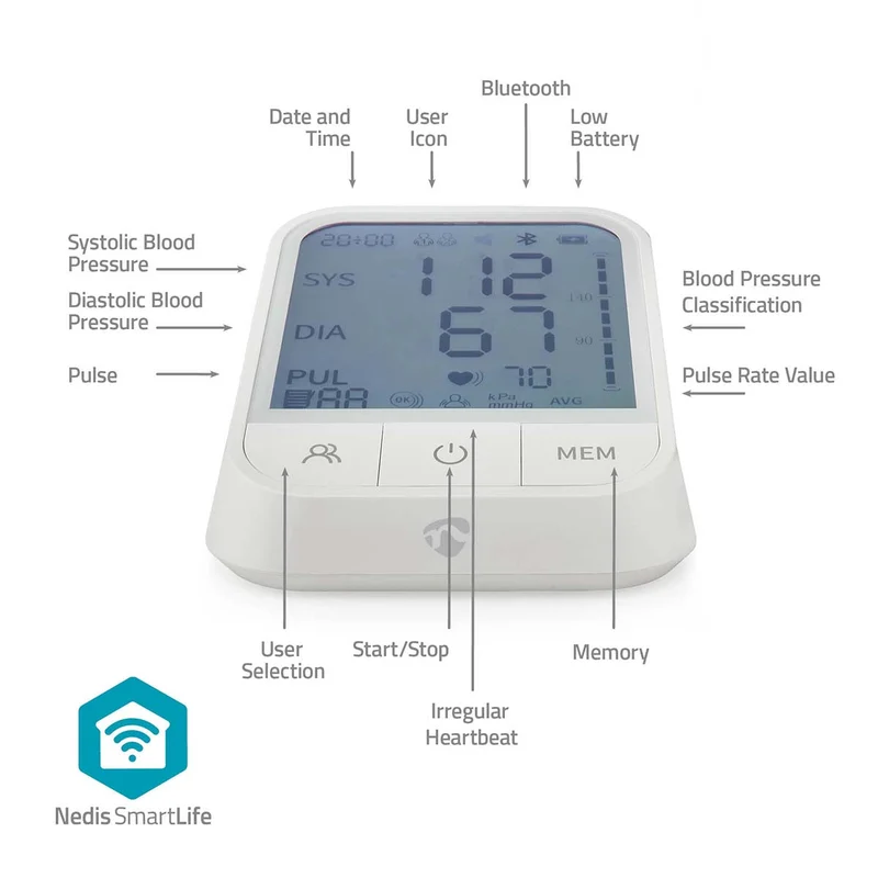 Nedis Aparelho de Pressão Arterial Bluetooth